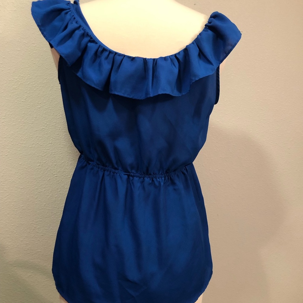 Forever 21 Blue Ruffle Blouse - Picture 2 of 4